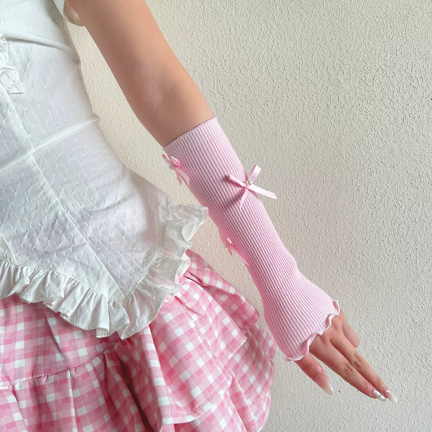 Sock Noble - Y2K Lace Bow - Arm Sleeves with Ruffled Lace Cuffs