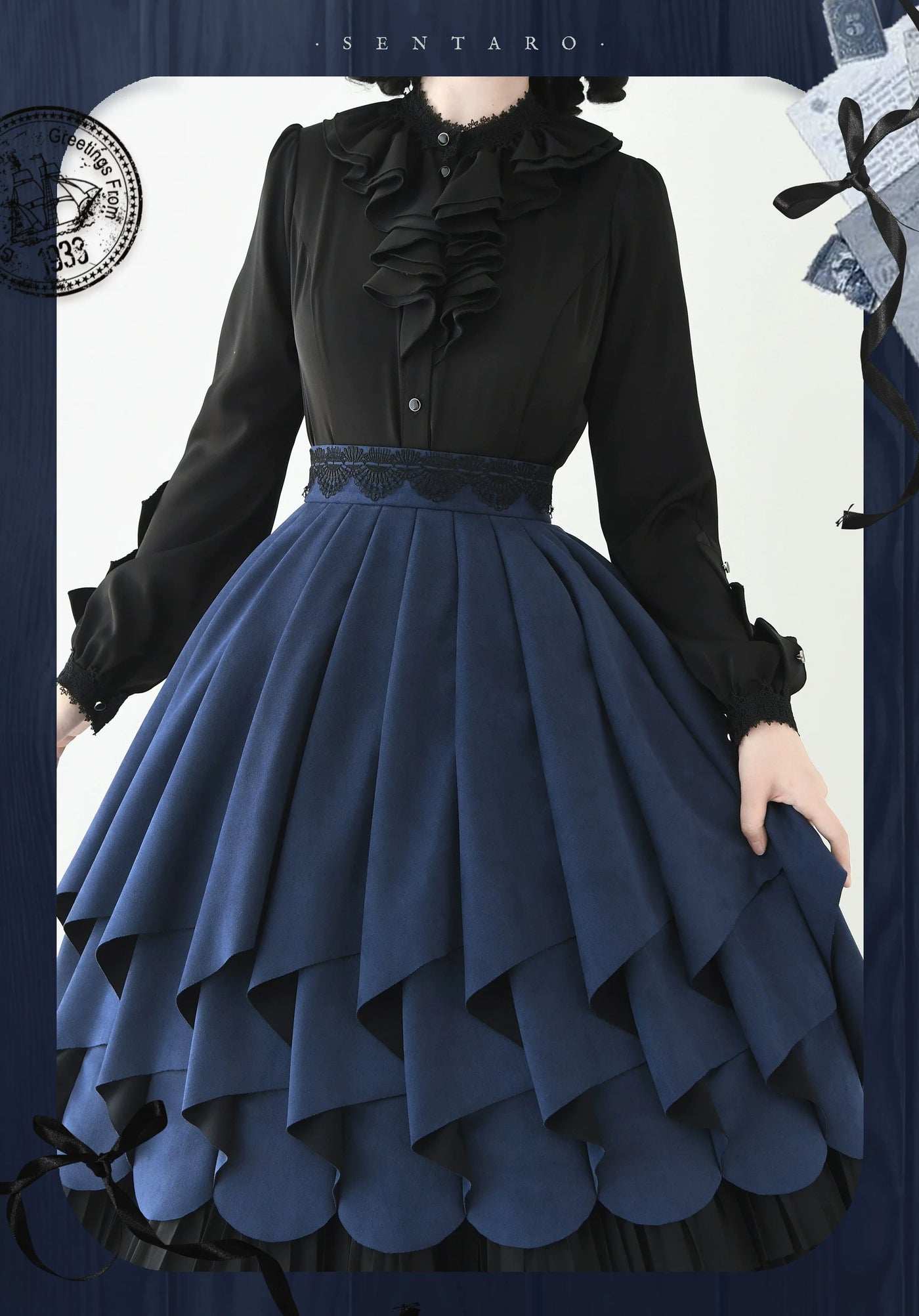 Sentaro - Molten Snowtop - Classic Lolita SK, Cape With Detachable Collar