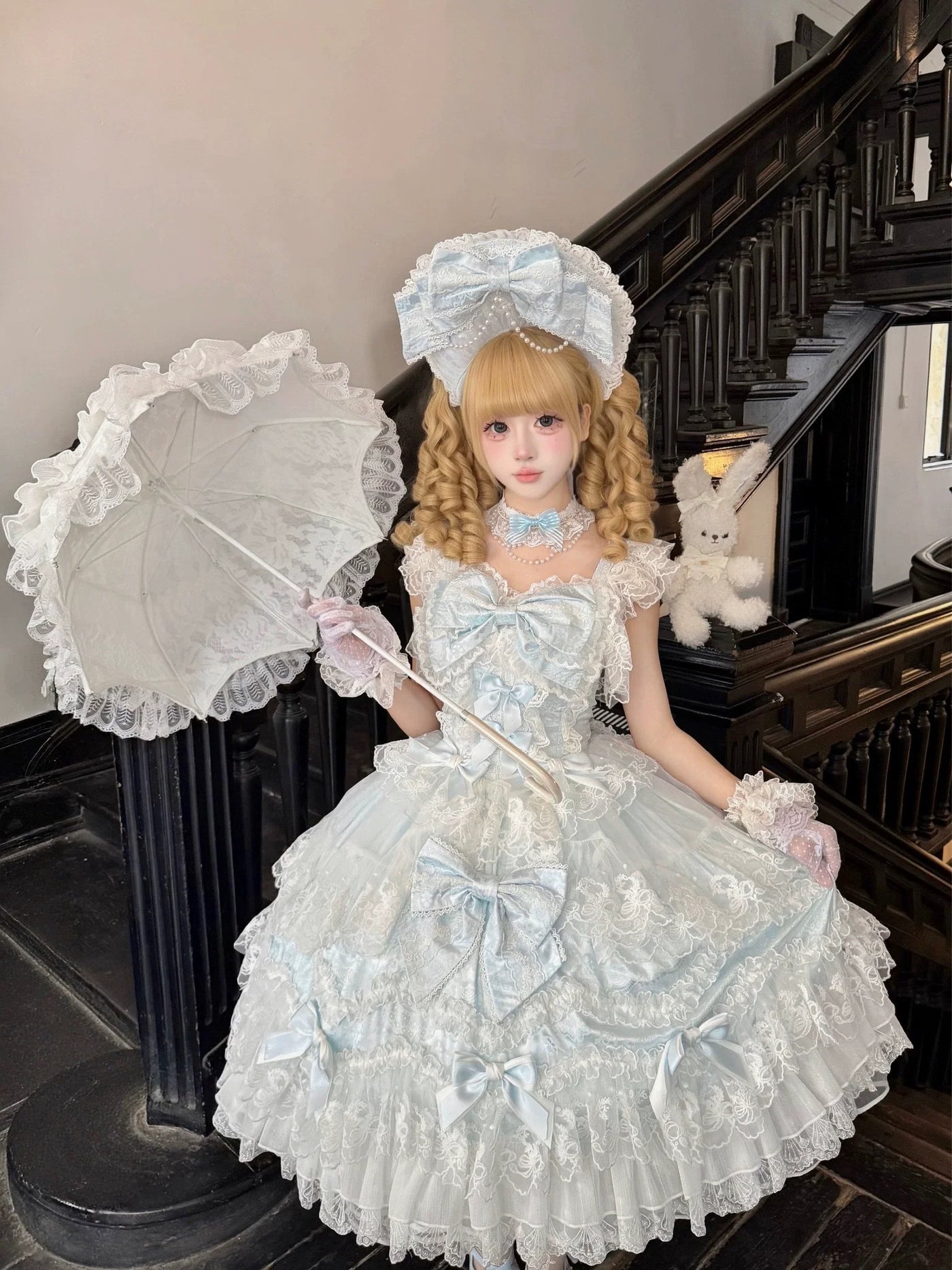 Sugar Girl - Sakura Blossom Dream - Dreamy Sweet Lolita JSK Dress, Abundant Lace & Bows
