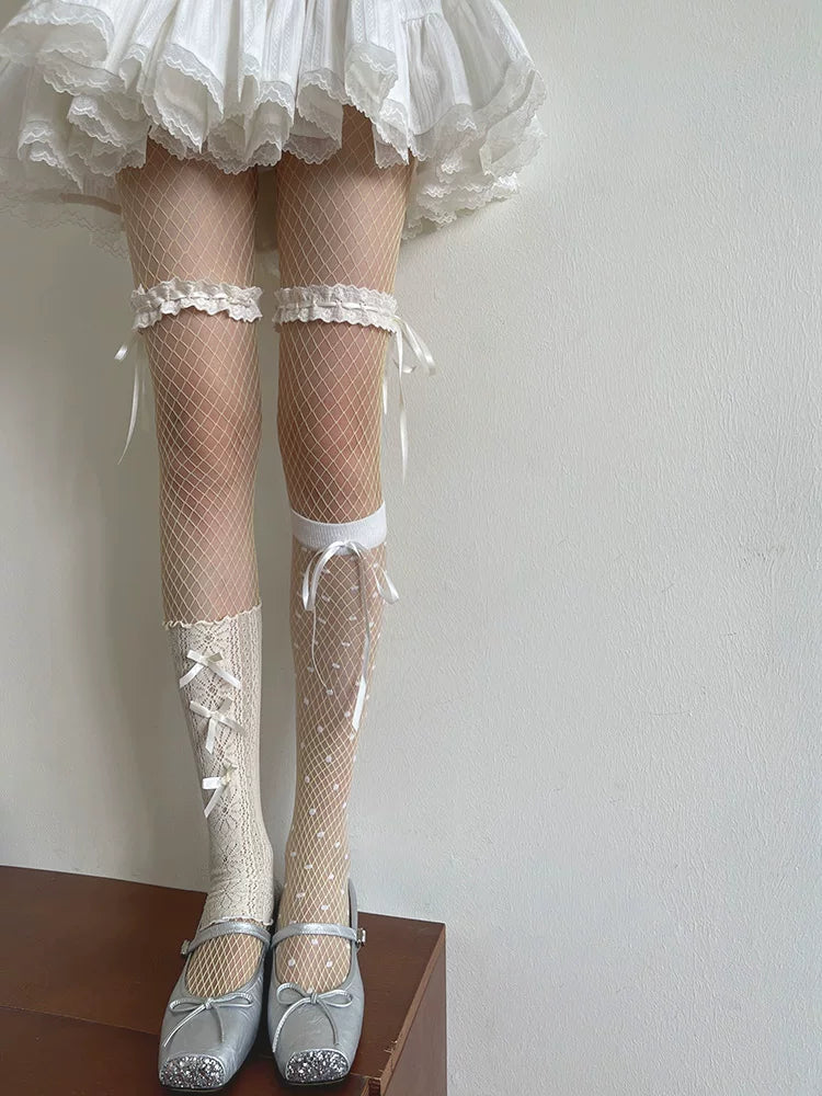 Sock Noble - Y2K Crystal Layering - Pantyhose and Sock Covers with Lace Trim