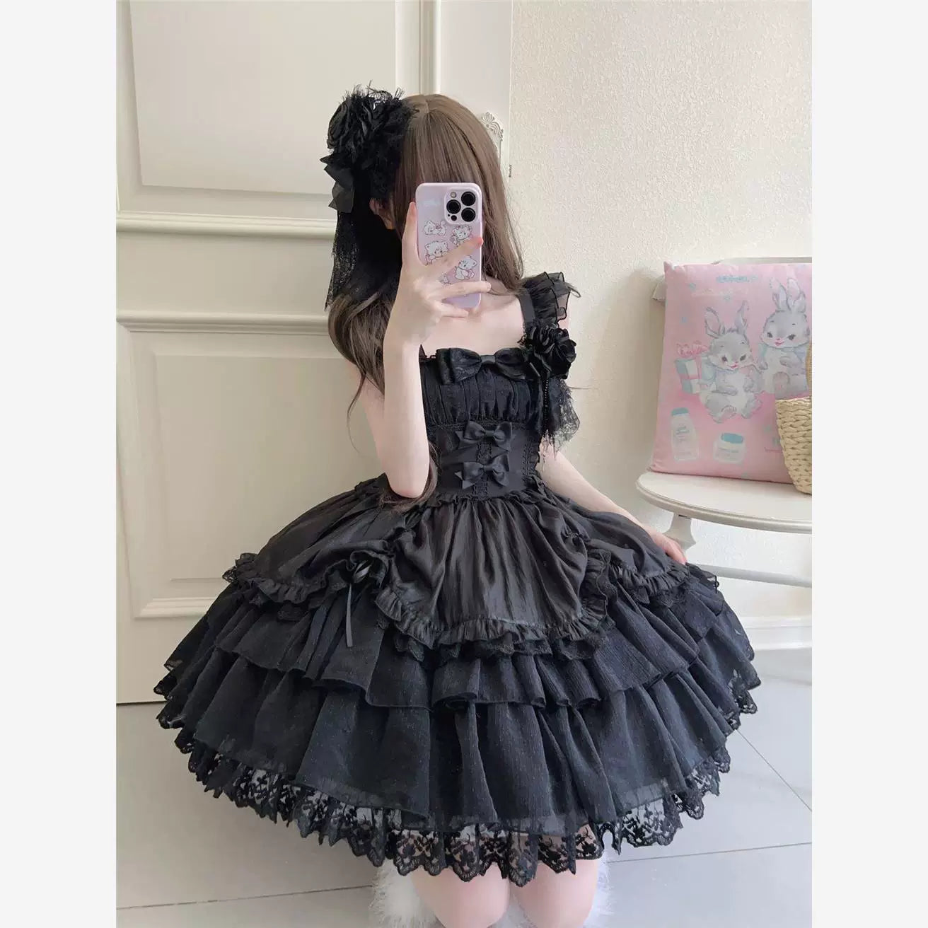 Sweetheart Dream Machine - Ballet Bow - Lolita JSK Dress with Layered Ruffles and Bow Details