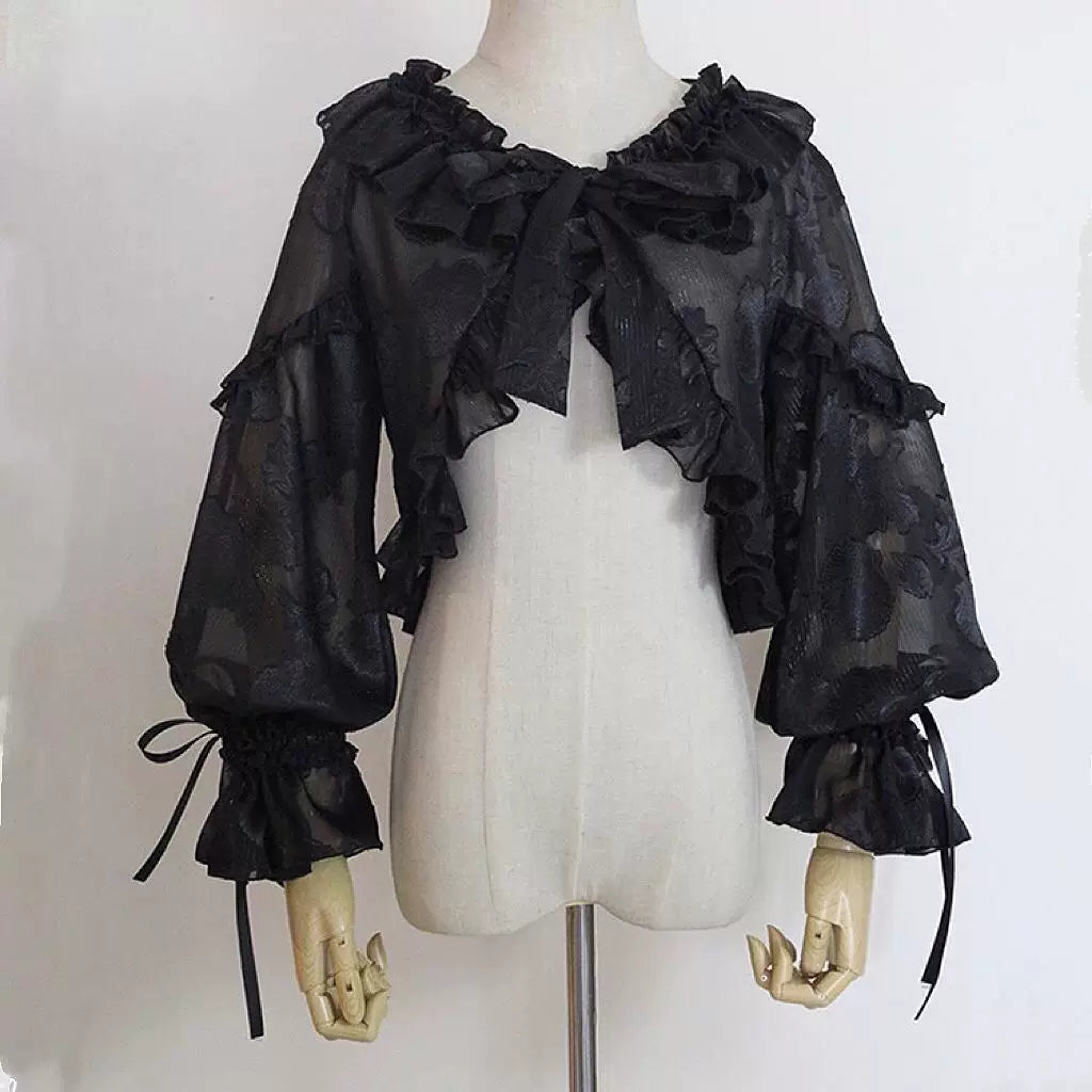 Sweetheart Dream Machine - Shell Sea Summer - Cardigan with lantern sleeves and bow ties