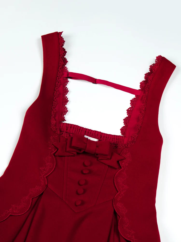 With PUJI - Velvet Rose - Lolita JSK Dress, Embroidery & Boned Bodice Detail detail view 4