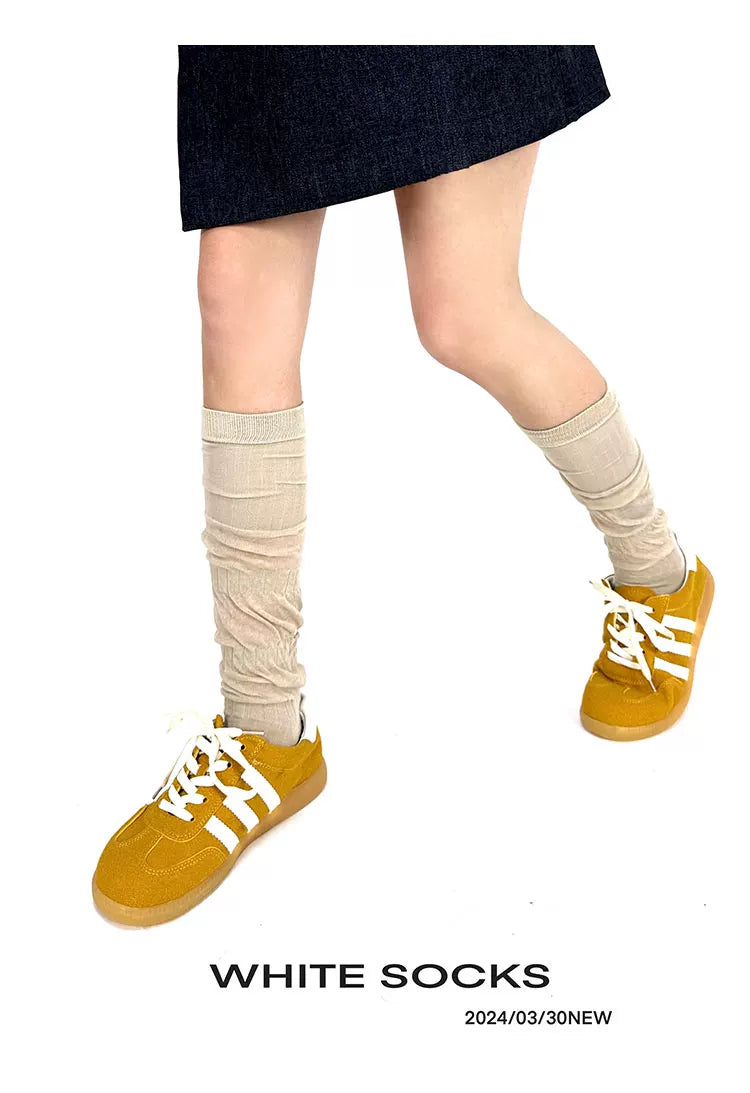 White Socks - Ballet Twist - Calf-Length Slouch Socks with a Gathered Twist