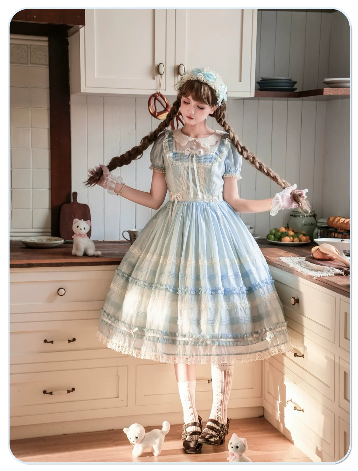 Pumpkin Planet - Perlita 2.0 - Short-Sleeve OP Dress with Embroidered Collar