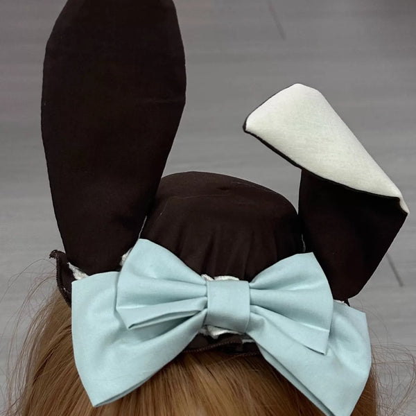 Zhijinyuan Cream Bud & Sunflower Bunny Headwear — Mint Chocolate bunny-ear hat