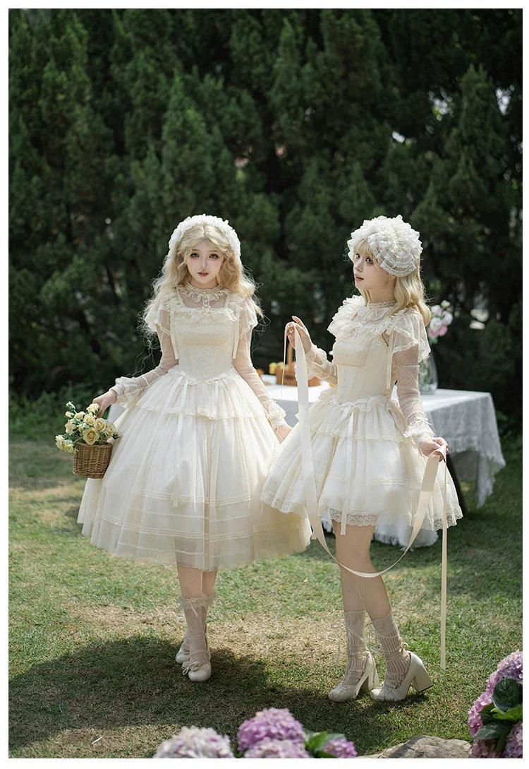 With PUJI - Confession Poem - Classic Lolita Corset JSK Set, Lace & Bows