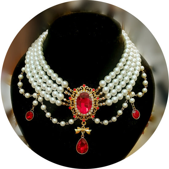 Rose of Sharon - Classic Lolita Tiered Pearl Chain - Neckwear