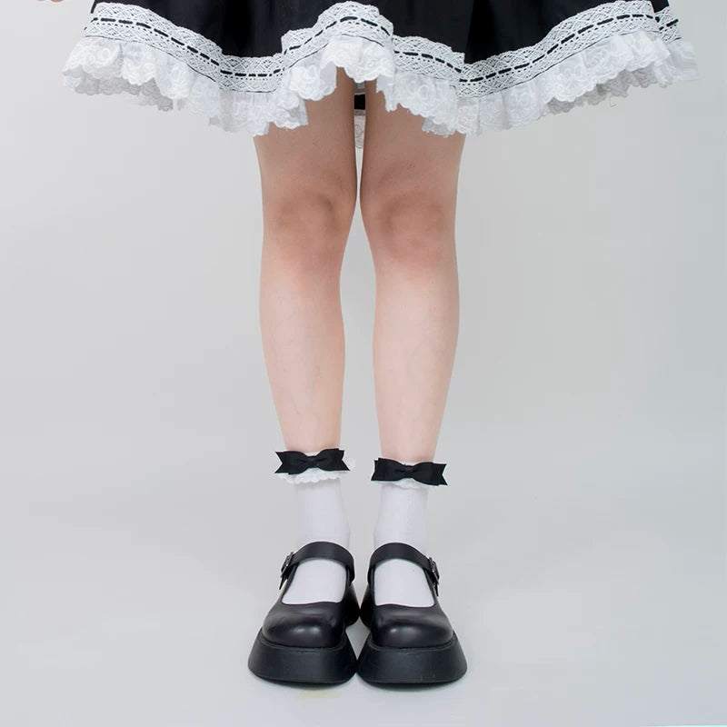 roji roji - Doll Bow - Lace-Trimmed Bow Socks