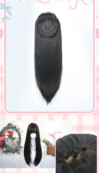 Dalao Home - top hair replacement pieces with fringe options - Long Straight Top Hairpiece, Natural Colour (Upgraded 2.0 Version)