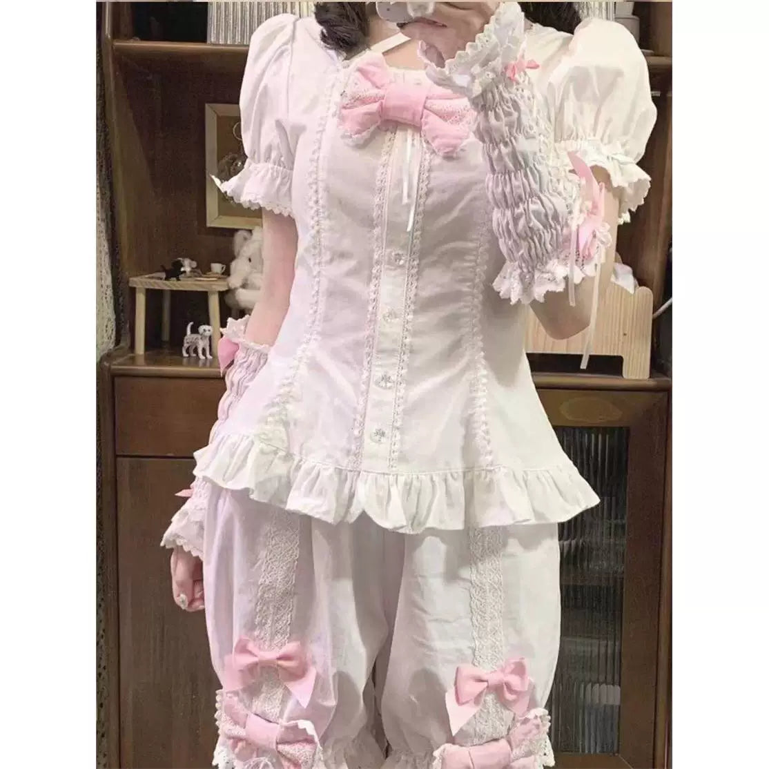 Sweetheart Dream Machine - Peach Princess - Short-Sleeve Blouse with Ruffled Trim