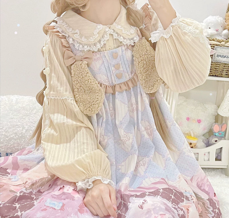Autumn Hibiscus Cotton Peter Pan Collar Lined Blouse — additional product view