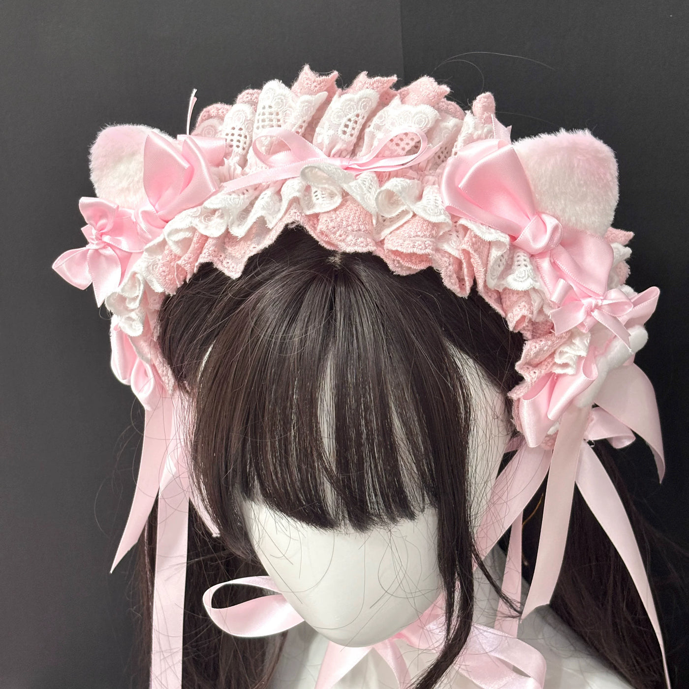 Cat Tart - Blue-Pink Cat Ear - Cat-Ear Hairband with Bow Trim