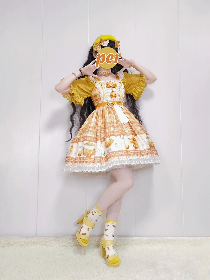 Lolita - Mango Macchiato - Ginger Yellow Sweet Lolita JSK