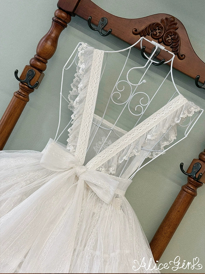 Alice Girl - Elegant Lolita Embroidered Apron - with Adjustable Strap Hand Accessory