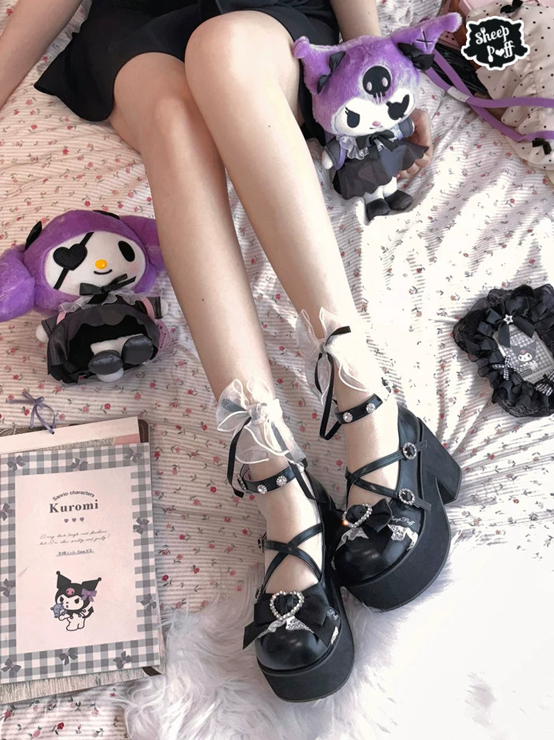 sheeppuff Showa Lace Platform Shoes