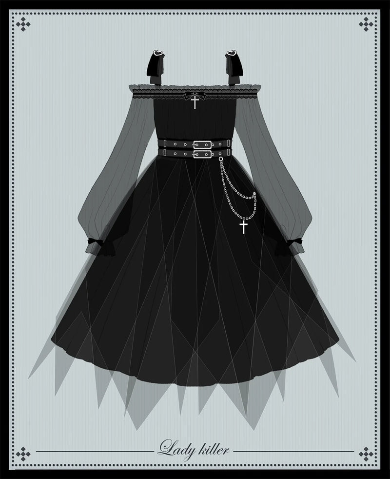Your Princess - Gothic Lolita High Waist Black Dress - OP Dress