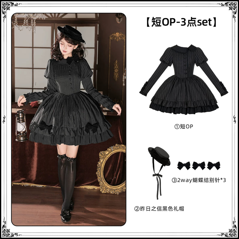 With PUJI - Silence Tonight - Classic Lolita OP Dress, Ruffle Trim detail view 8
