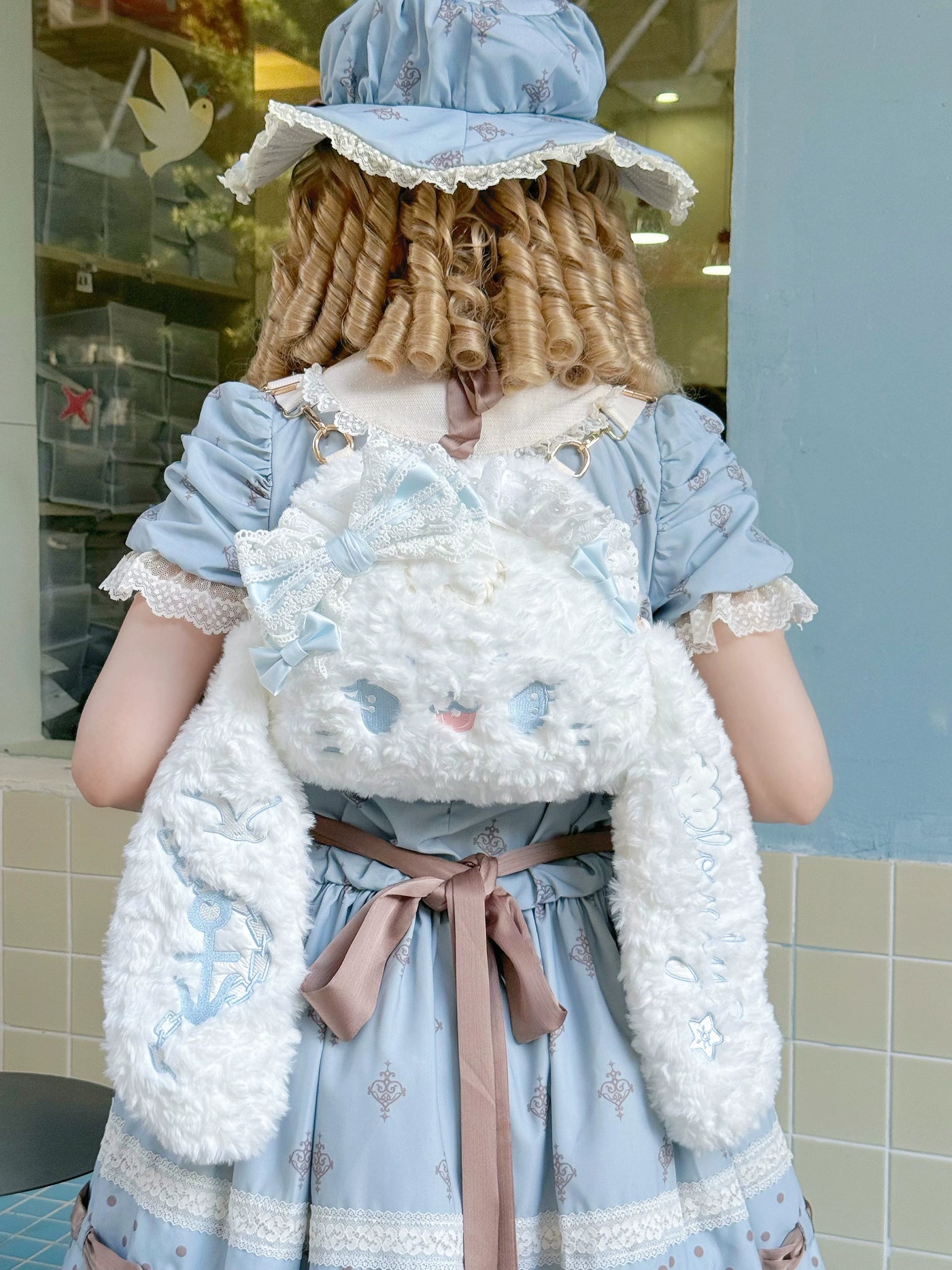 Molly Puppy - Rabbit Ears - Plush Rabbit Backpack with Lace Bows