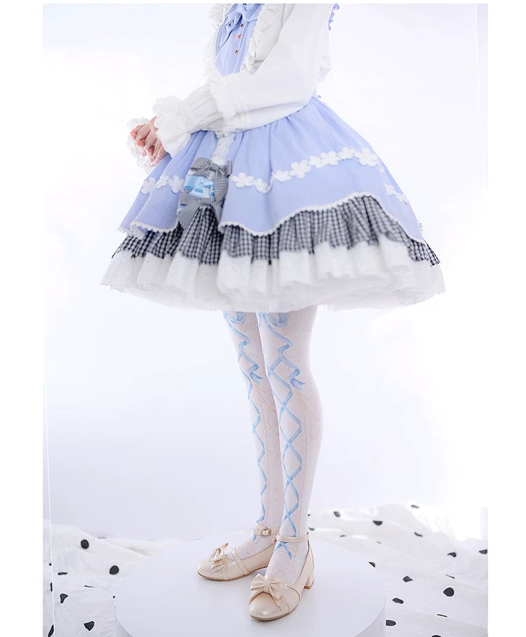 roji roji - Love and Vows - 120D Velvet Ribbon-Lattice Tights