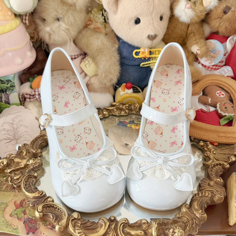 Kitten Toast – Cherry Lace – Cat-Heel Mary Jane Shoes in Glossy Blue - 2.5 cm Heel — product photo 13
