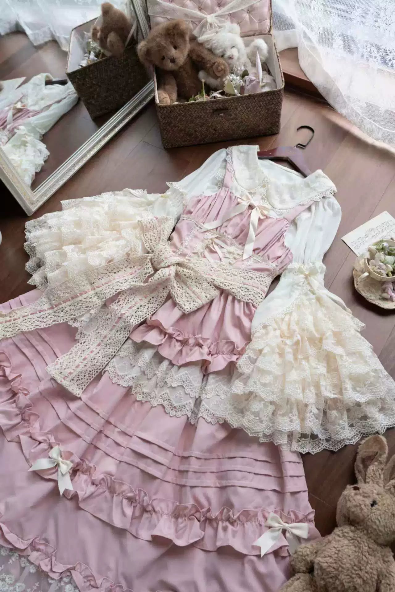 Thousand Wood - Doll Inspired Lace - Chiffon Inner Blouse with Layered Lace Sleeves