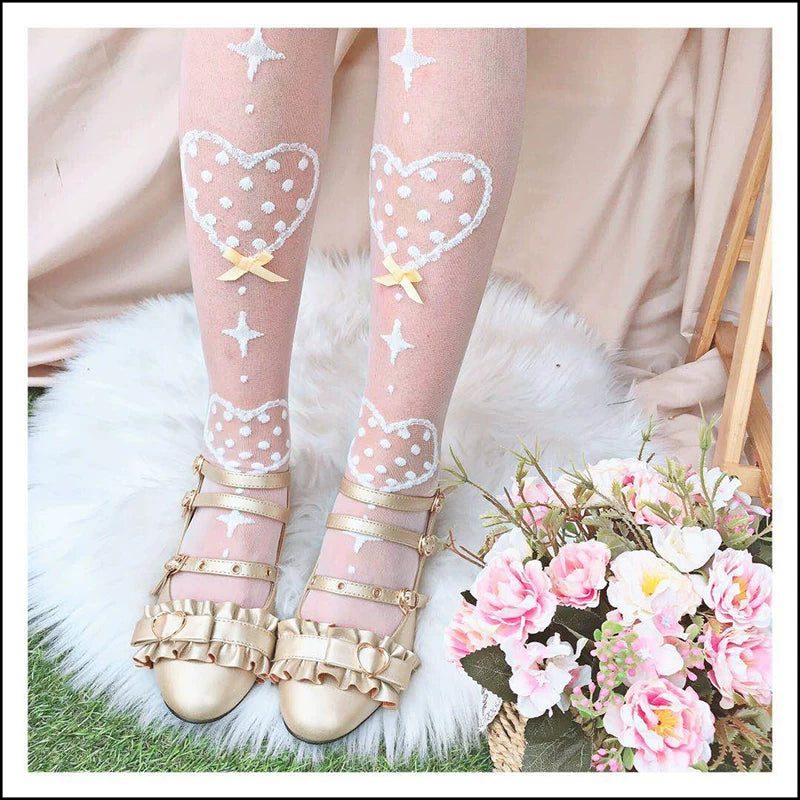 roji roji - Sweet Heartbeat - Over-the-Knee or Mid-Calf Socks with Heart Motifs