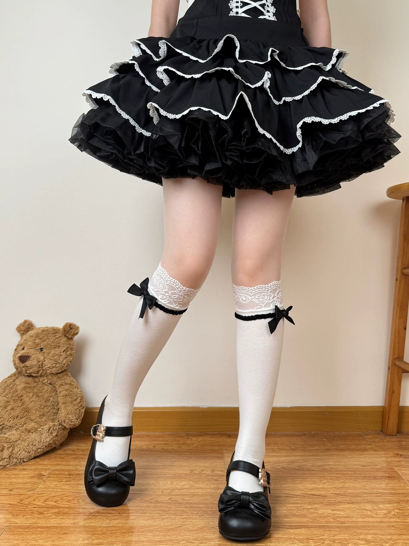 Chubby Bear Tales - Ribbon Charm - White Socks with Side Bows