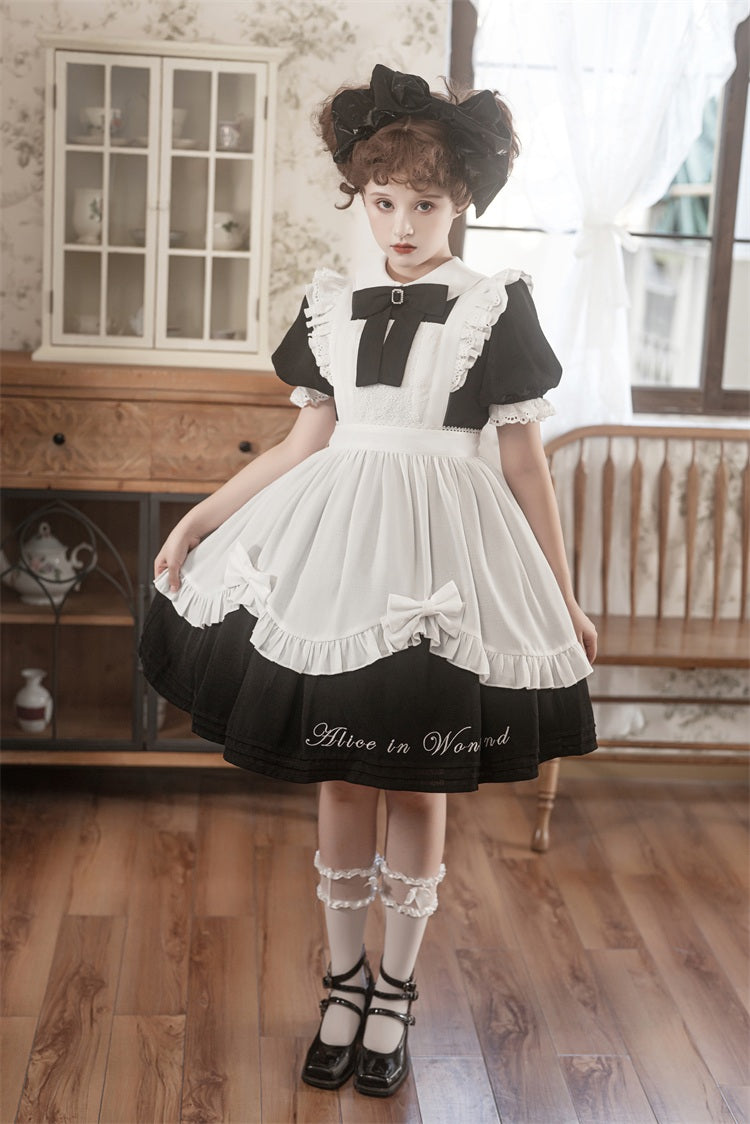 Letters from Unknown Star - Sweet Alice - Short Sleeves Maid Lolita OP