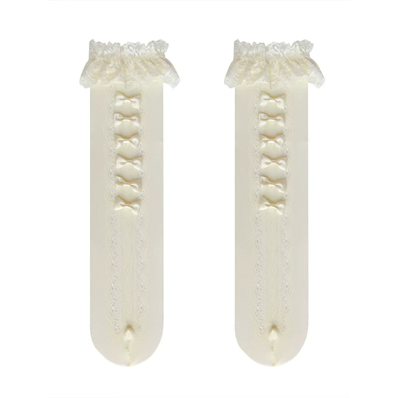 Sock Noble - Little Bow Lace - Lace-Trimmed Scrunch Socks