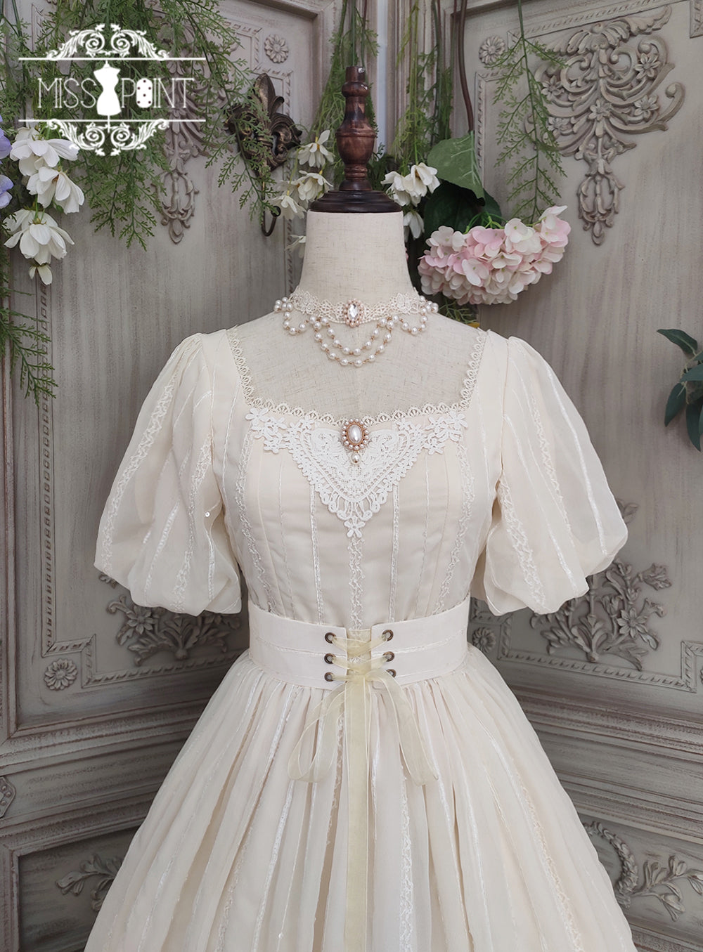 Miss Point - Tulip - Classic Lolita OP Dress Short Sleeve Dress Multicolors (2XL L M S XL XS / Ivory) 19622:405344