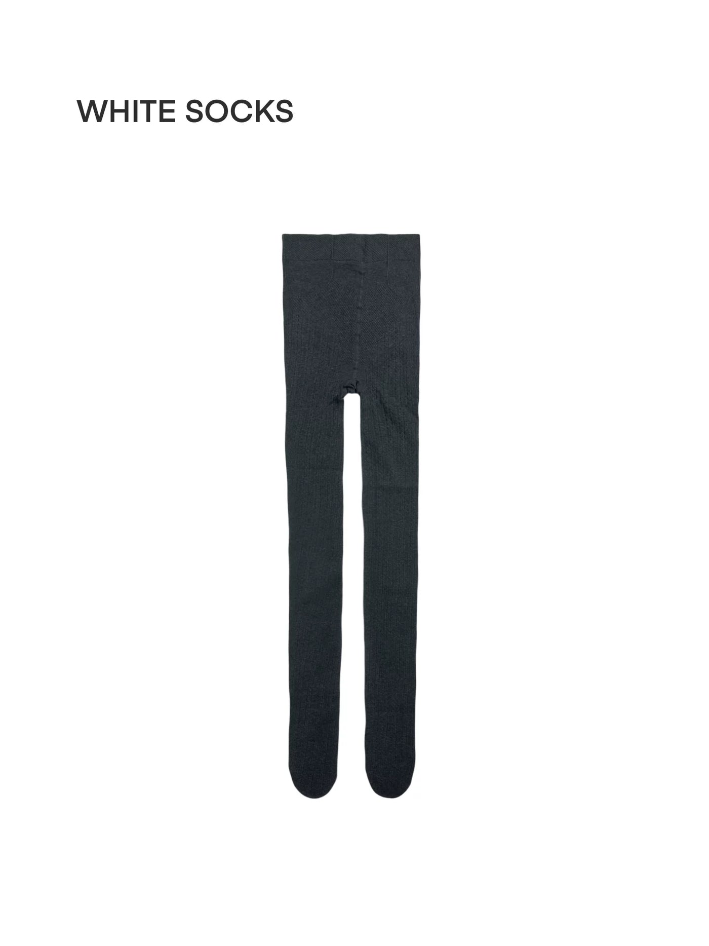 Dark gray footed tights displayed flat with a full-length leg silhouette and covered feet