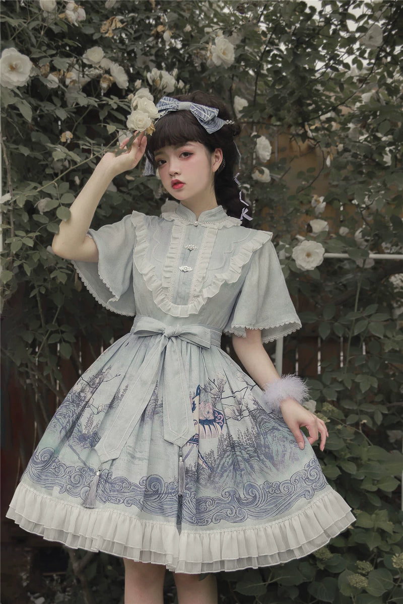 Forest Wardrobe - Kites over Distant Mountains - Chinese-Inspired Lolita OP Dress - 3