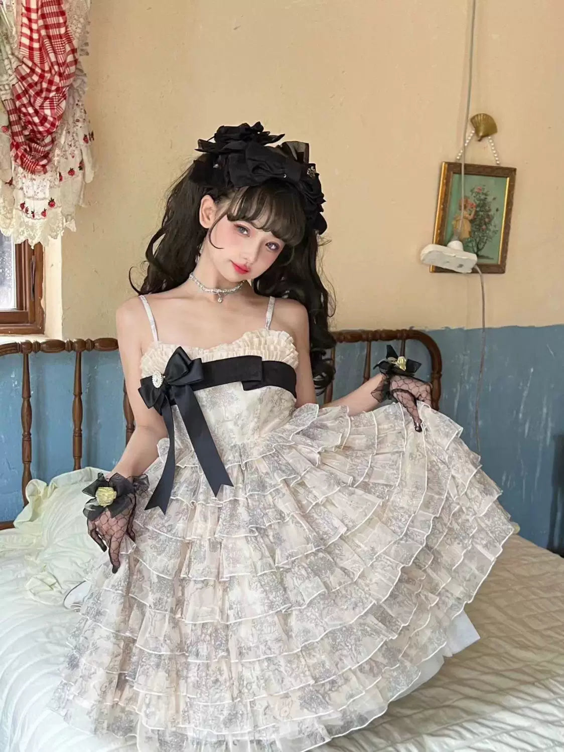 Sweetheart Dream Machine - Fairy Forest Encounter - Tiered Ruffle JSK with a Waist Ribbon