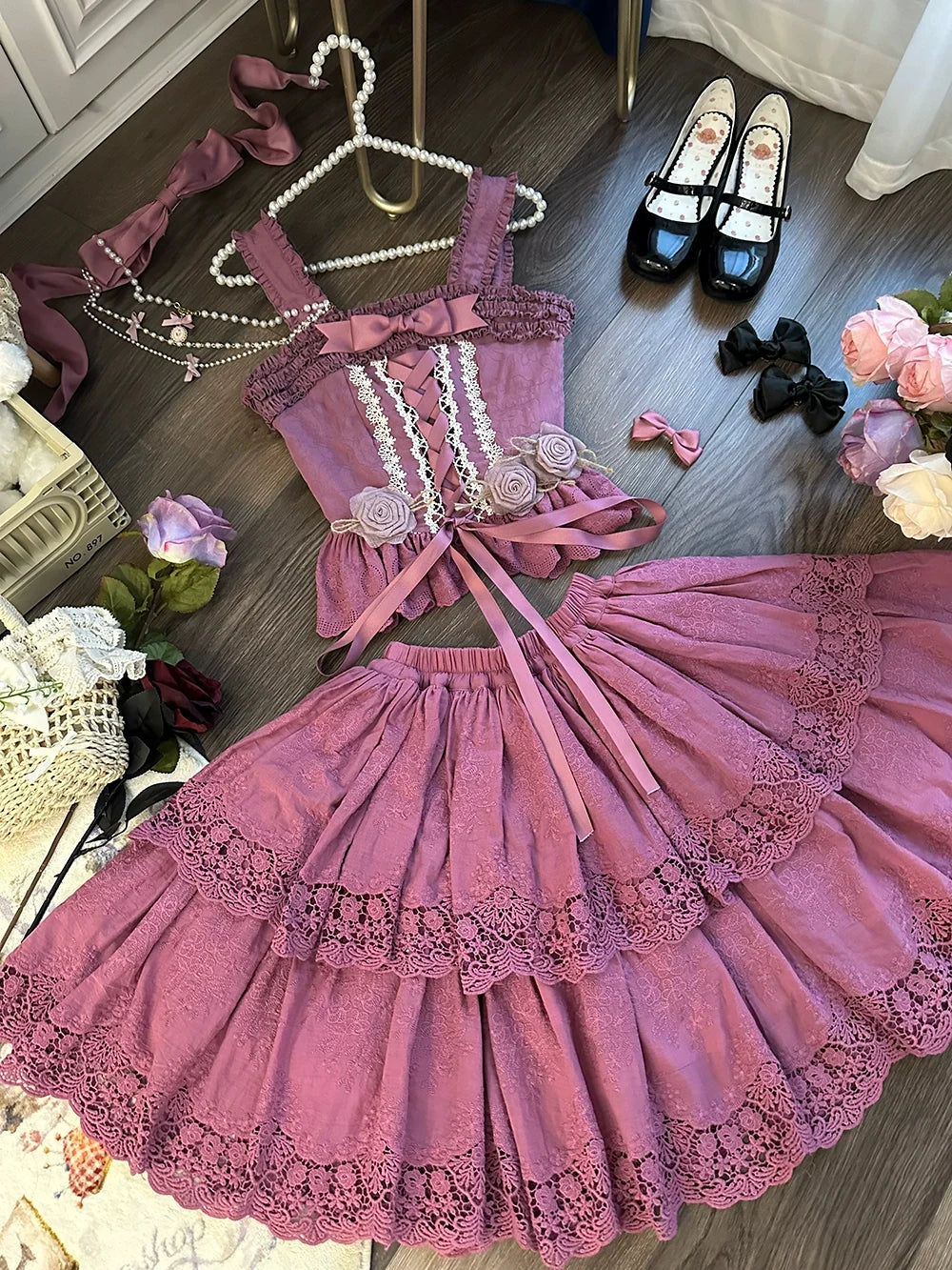 Forest Waltz - Classic Lolita Tiered Skirt Multi-layer Embroidered SK (L M S) 40192:651470