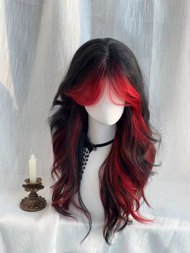 Kunkun Fish black and red highlighted wavy wig - view 3