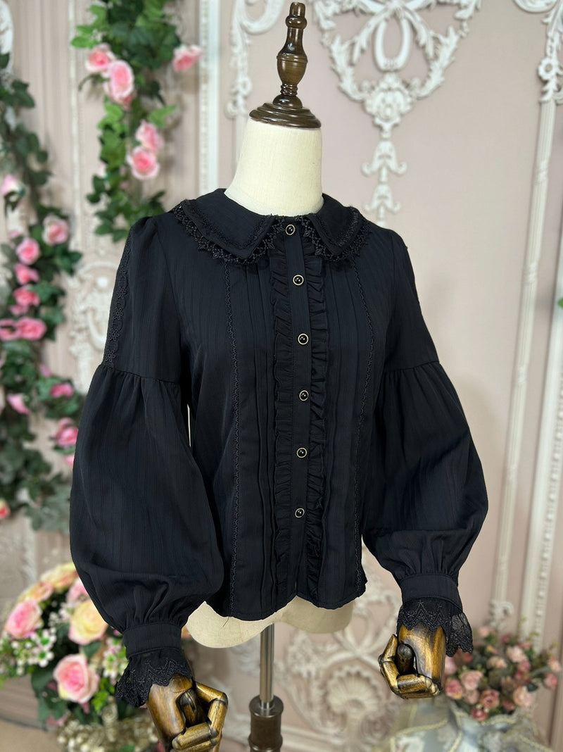DMFS Lolita - Sweet Lolita Blouse Winter Doll - Collar Shirt Long Sleeve Fit Top Innerwear