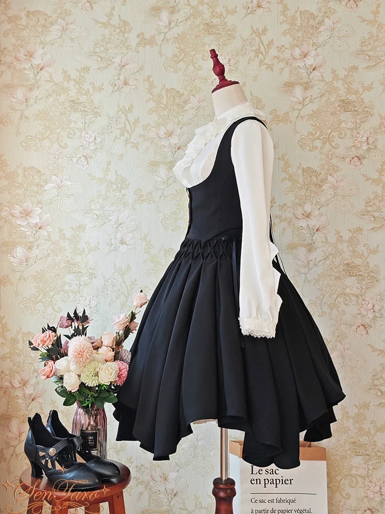 Sentaro - Pleated Irregular Knit Floral Slim - Fit Vest and Half Skirt Set SK Skirt
