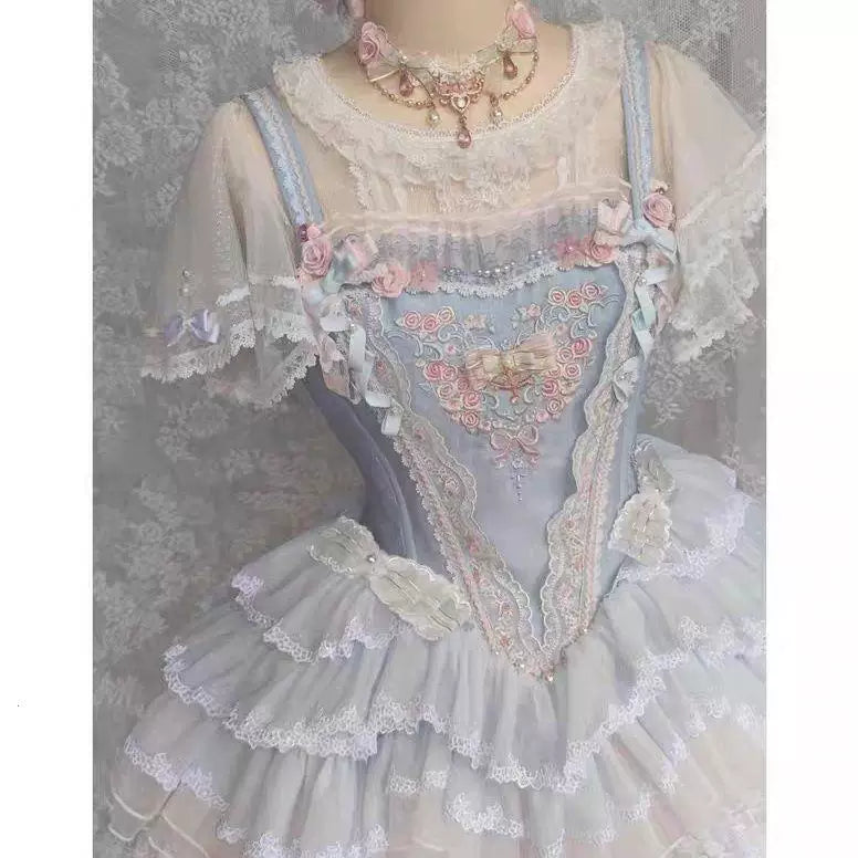 Sweetheart Dream Machine - Dotted Tulle - Inner blouse with lace flutter sleeves