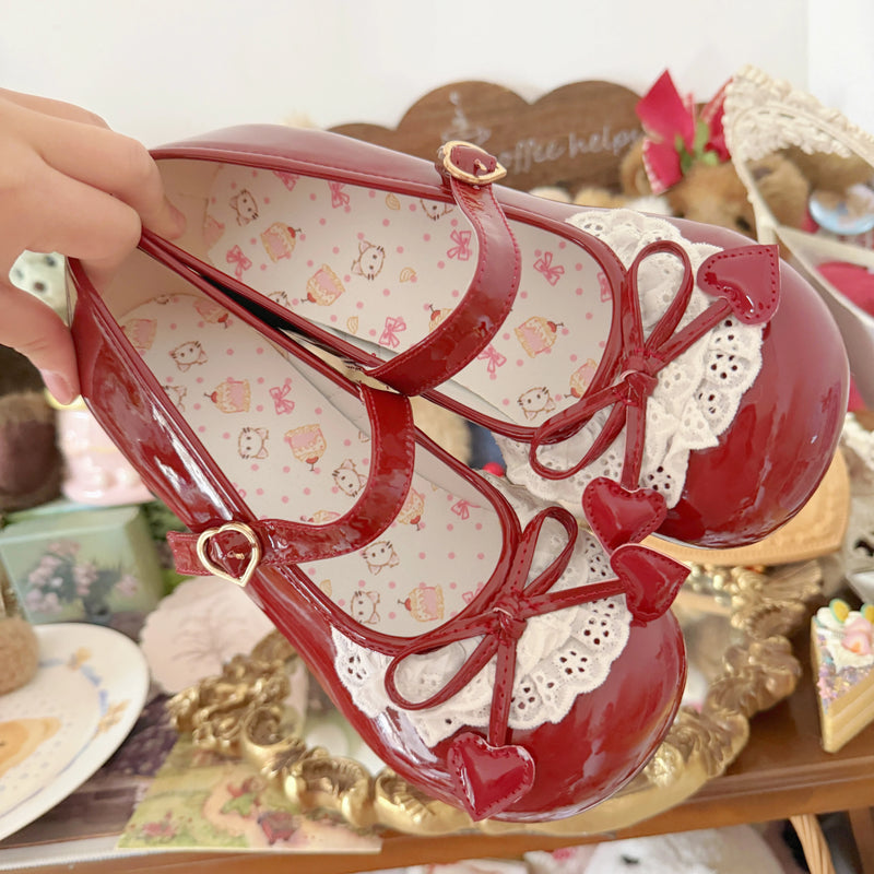 Kitten Toast – Cherry Lace – Cat-Heel Mary Jane Shoes — product photo 5