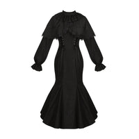 With PUJI - Dream Lost - Lolita OP Dress - Faux two-piece cape fishtail dress In stock / S