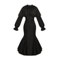 Faux two-piece cape fishtail dress In stock / S