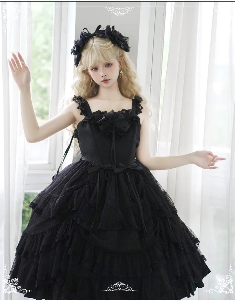Eieyomi - Iris Love - Gothic Princess Lolita JSK Dress & Elegant Chiffon Top