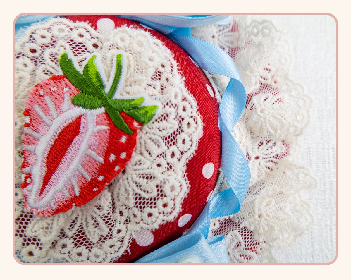 Stardust Rose - Strawberry Polka Dot - Six-Style Headwear Selection with Ice-Blue Ribbons