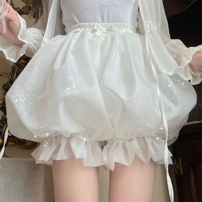 Sugar Girl - Casual Lolita Bloomers - Solid Color Organza Shorts Other Surprise