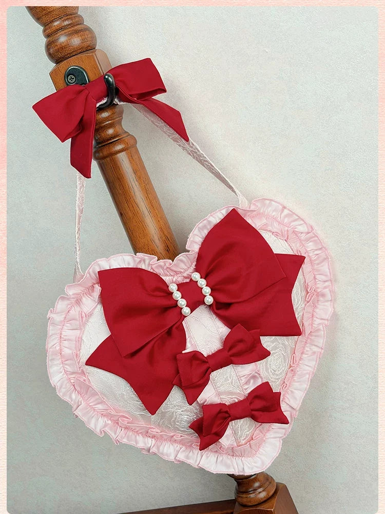 Alice Girl - Sweetheart Petal - Color Block Sweet Lolita KC, Heart-shaped Bag