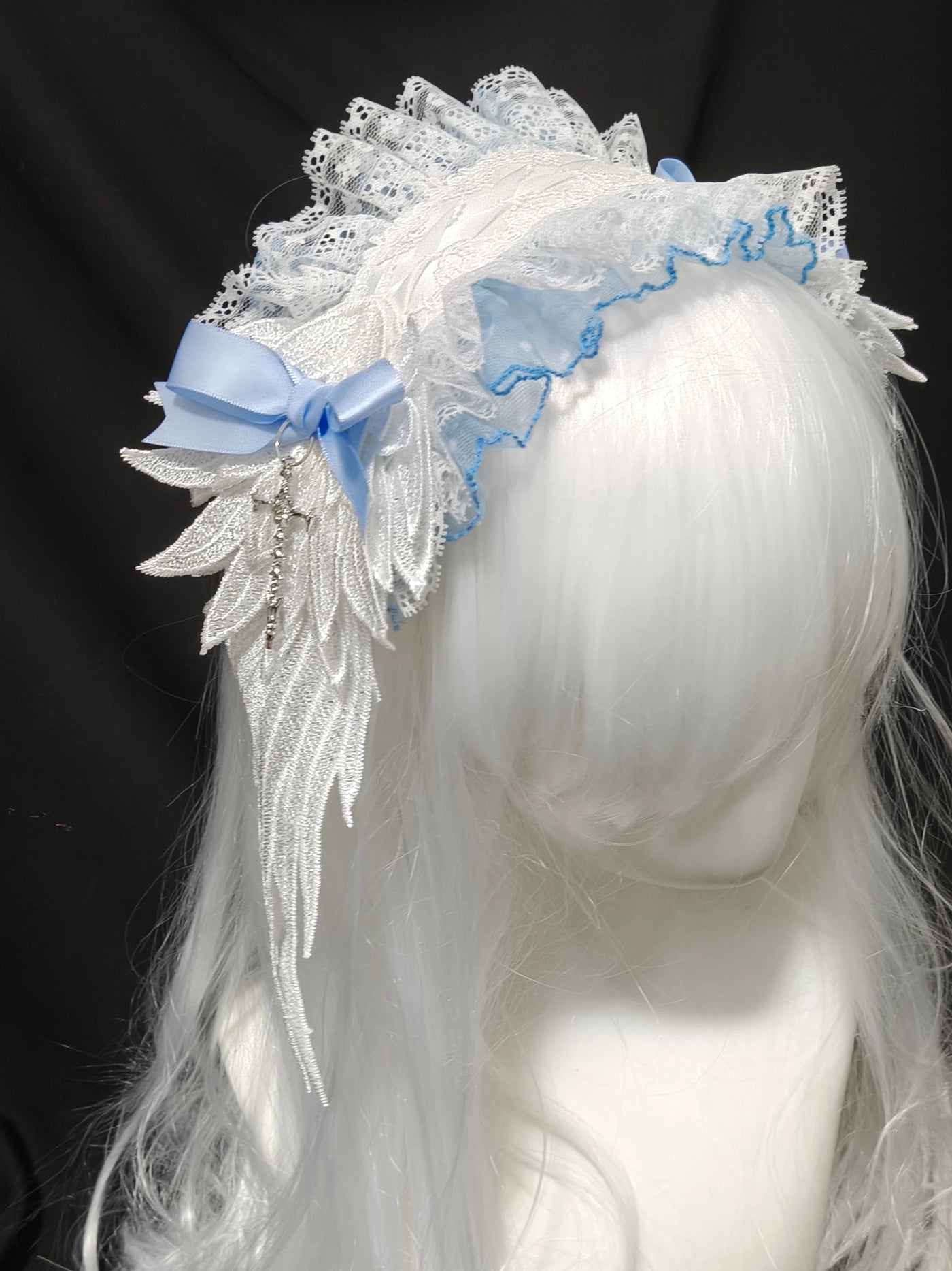 Dokisuru - Angel Lace - Pink or Blue Lace Hairband with Bow