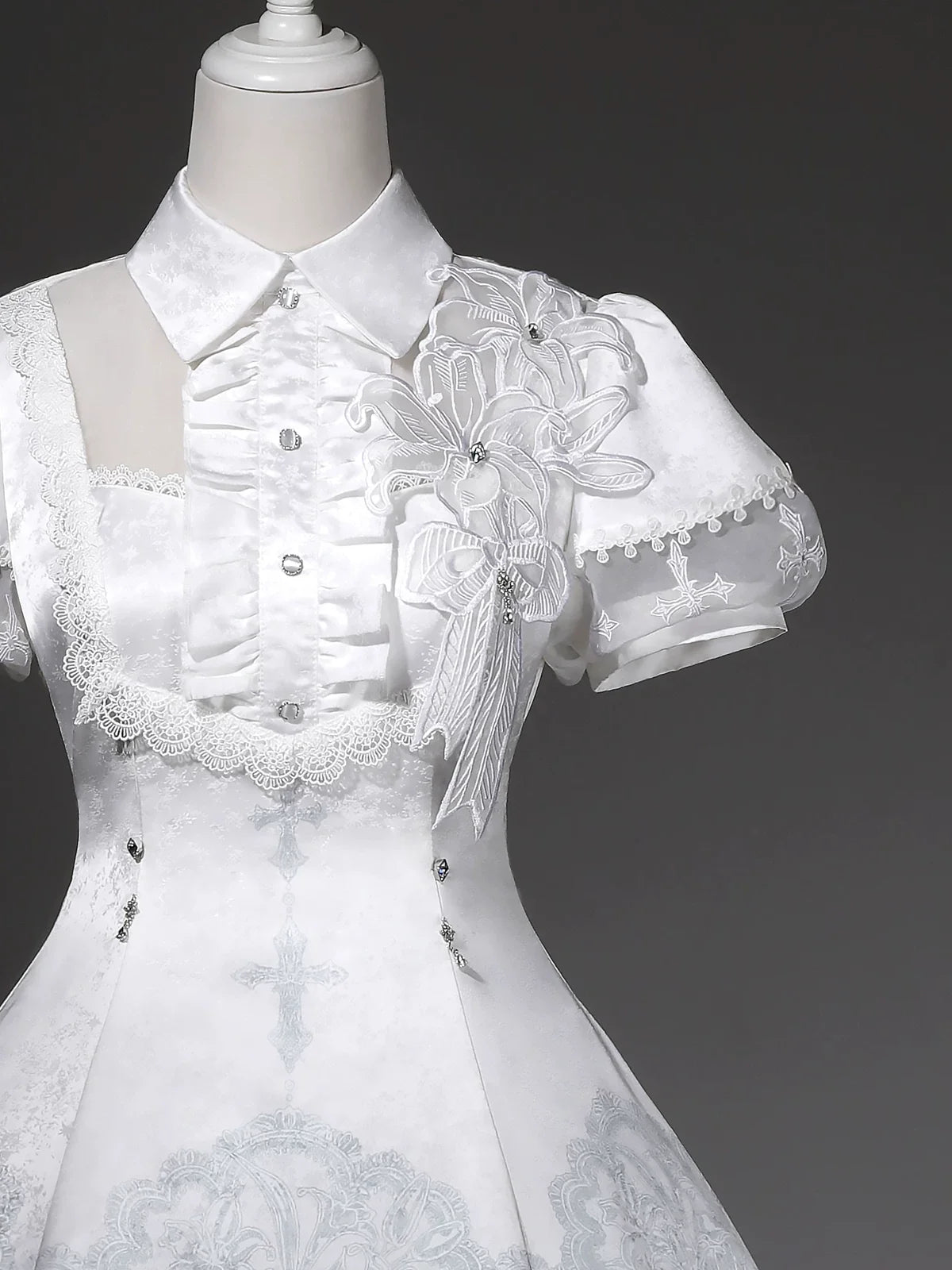 Letters from Unknown Star - White Classic Lolita Printed OP - Dress with Cross OP Dress