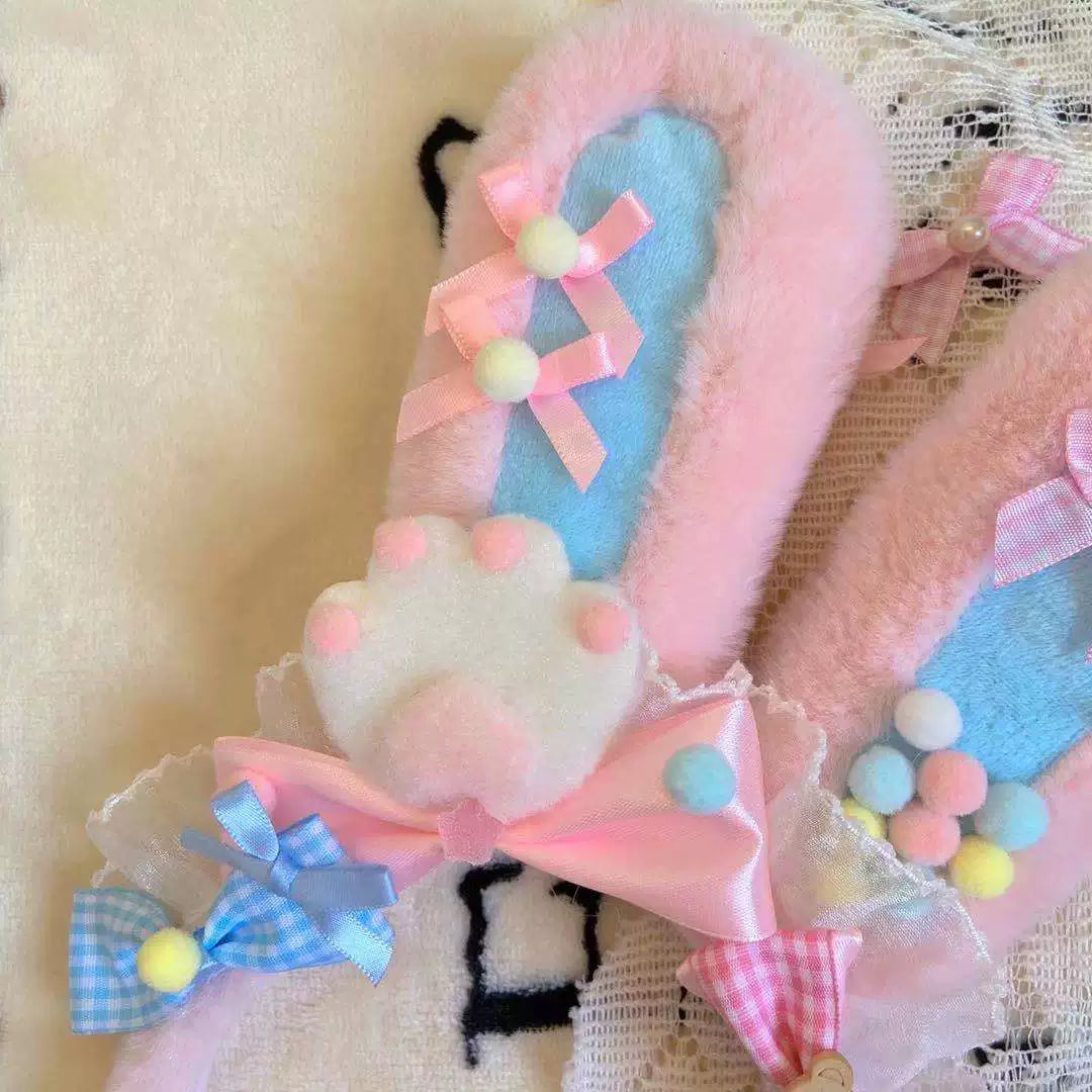 Bear doll - Little Bear Nursery - Rabbit-Ear Headband with Gingham Bows