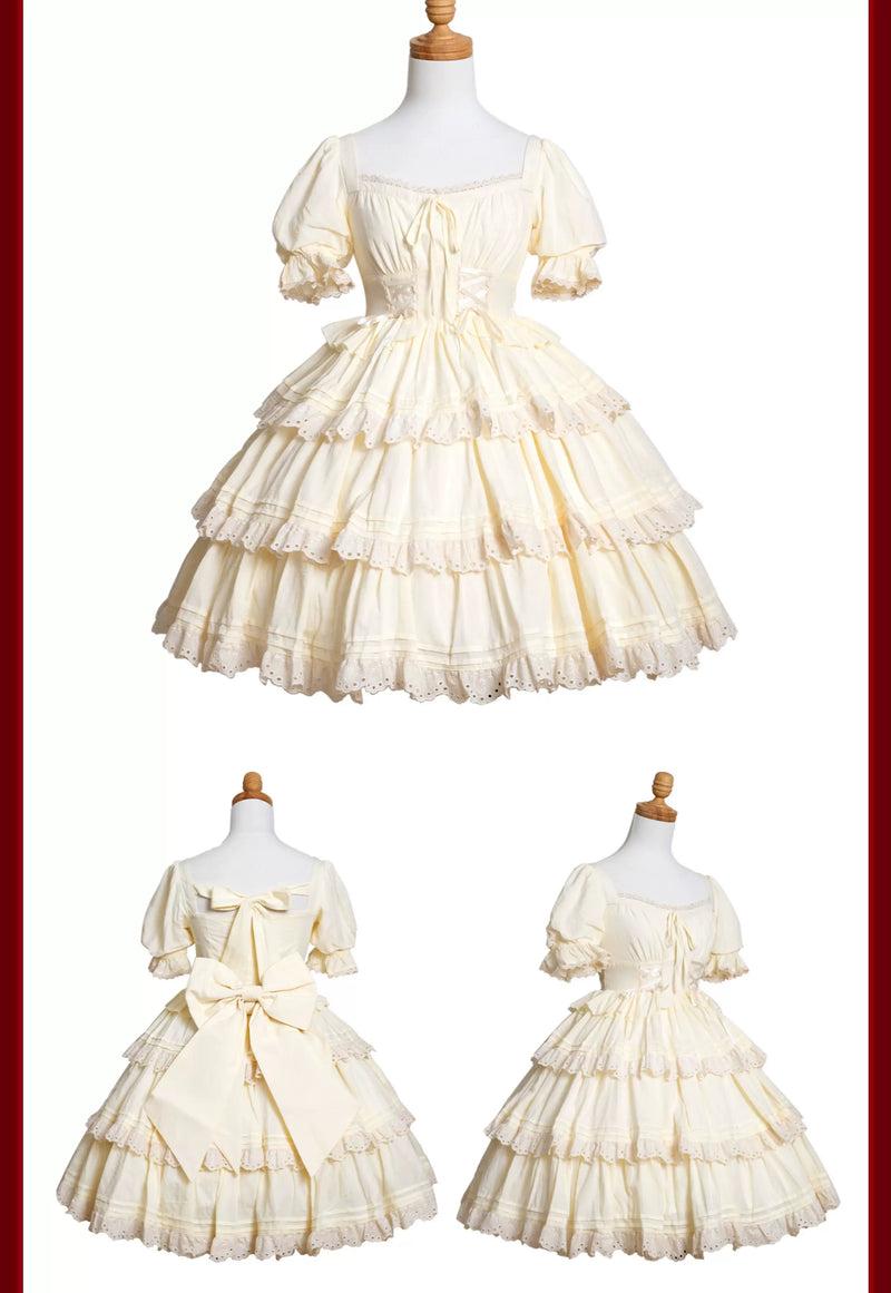 WF - Doll-Sense Solid Lolita Dress - Solid-color cotton Lolita dress